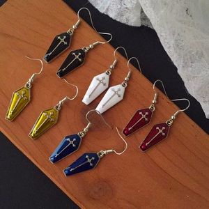 🍏50% OFF/3+👻🎃Colorful Enamel Coffins Halloween Dangle Earrings (Silver color)